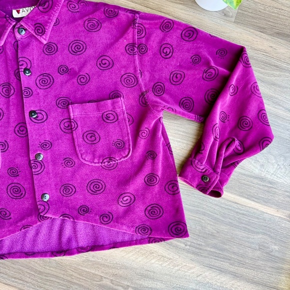 LAVON Vintage Button-Up Shirt Purple Swirl Print Long Sleeve Size M - Picture 5 of 12